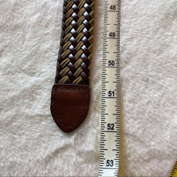 Brown Leather Woven Braided Leather Belt Size 42 - Picture 5 of 6